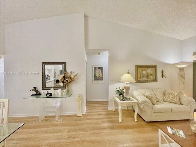 3137 S Carambola Cir S Unit 2369, Coconut Creek, FL 33066 - living room featuring light wood-style flooring and lofted ceiling