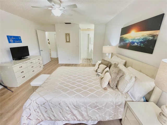 3137 S Carambola Cir S Unit 2369, Coconut Creek, FL 33066 - bedroom with light wood finished floors, a textured ceiling, and ceiling fan