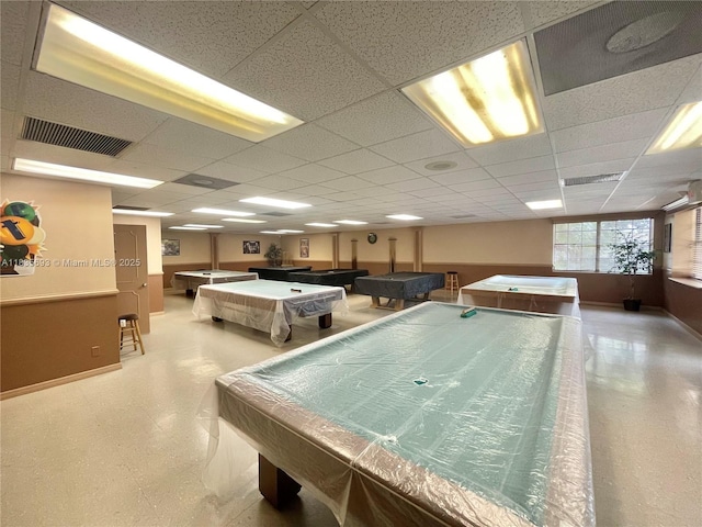 3137 S Carambola Cir S Unit 2369, Coconut Creek, FL 33066 - recreation room with pool table, tile patterned floors, and a drop ceiling