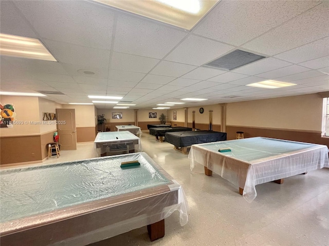 3137 S Carambola Cir S Unit 2369, Coconut Creek, FL 33066 - rec room featuring billiards, wainscoting, and a paneled ceiling