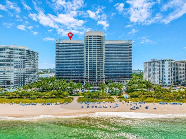 9701 Collins Ave Unit 802S, Bal Harbour, FL 33154 - view of building exterior featuring view of water and beach and a view of city