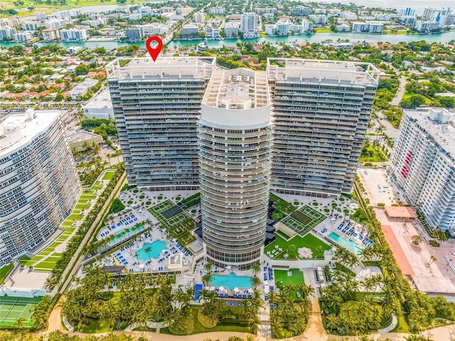 9701 Collins Ave Unit 802S, Bal Harbour, FL 33154 - view of urban area with a pool area and a nearby body of water