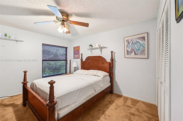 10875 NW 17th Mnr, Coral Springs, FL 33071 - carpeted bedroom featuring a closet, ceiling fan, and a textured ceiling