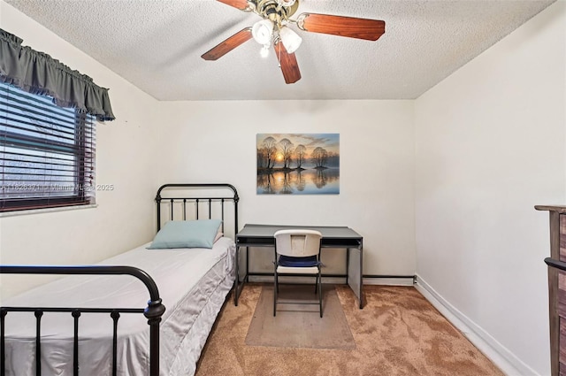 10875 NW 17th Mnr, Coral Springs, FL 33071 - bedroom featuring carpet, a textured ceiling, and ceiling fan