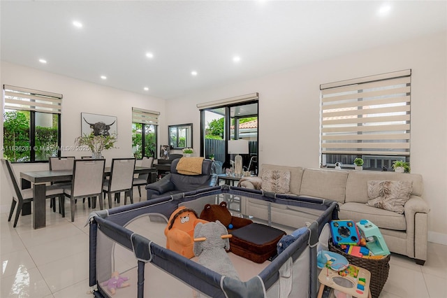 401 SW 91st Ave, Miami, FL 33174 - living area featuring light tile patterned floors and recessed lighting