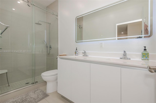 401 SW 91st Ave, Miami, FL 33174 - bathroom with a stall shower, double vanity, and tile patterned floors