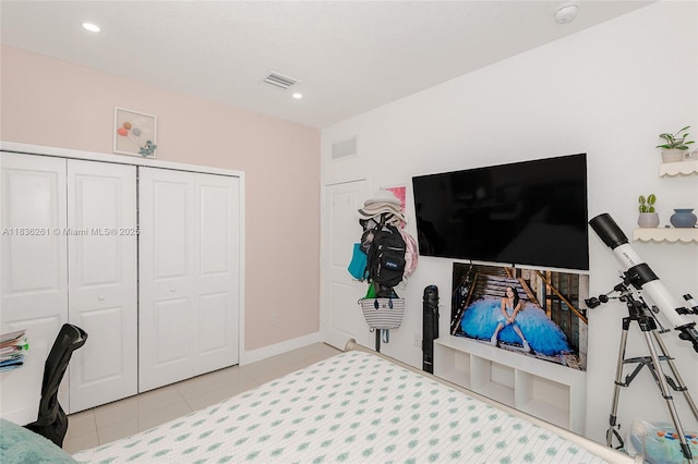 401 SW 91st Ave, Miami, FL 33174 - bedroom featuring tile patterned flooring, recessed lighting, and a closet