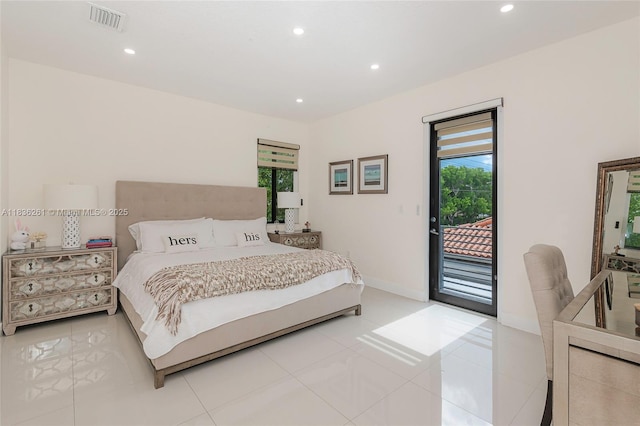 401 SW 91st Ave, Miami, FL 33174 - bedroom featuring access to outside, multiple windows, recessed lighting, and light tile patterned flooring