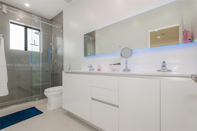 401 SW 91st Ave, Miami, FL 33174 - bathroom with double vanity, tile patterned floors, and a stall shower