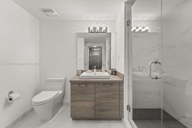 400 Sunny Isles Blvd Unit 616, Sunny Isles Beach, FL 33160 - full bathroom featuring marble look tiles, vanity, and a marble finish shower