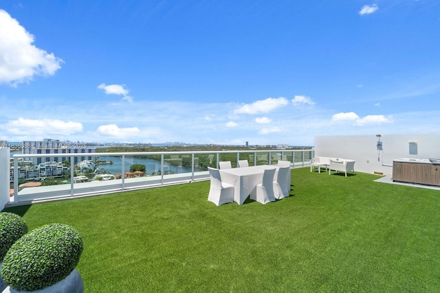 400 Sunny Isles Blvd Unit 2008, Sunny Isles Beach, FL 33160 - view of grassy yard featuring a water view and a balcony