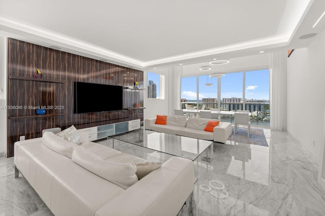 400 Sunny Isles Blvd Unit 2008, Sunny Isles Beach, FL 33160 - living area with light marble finish floors and a raised ceiling