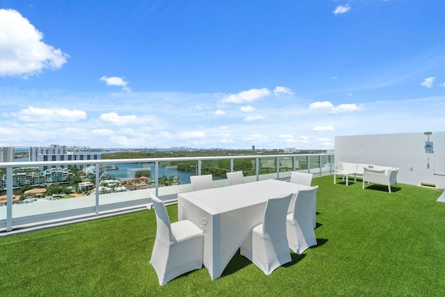 400 Sunny Isles Blvd Unit 2008, Sunny Isles Beach, FL 33160 - view of green lawn with a balcony and a water view