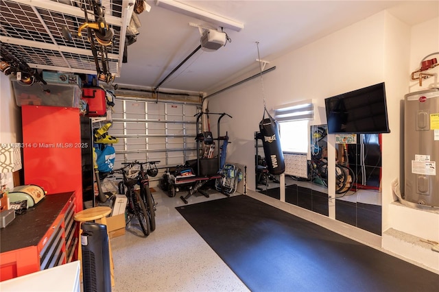 380 Morningside Dr, Miami Springs, FL 33166 - workout room with electric water heater and a garage