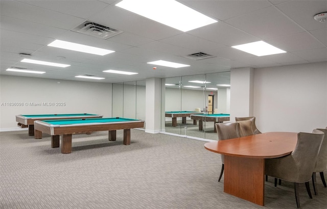 5005 Collins Ave Unit 815, Miami Beach, FL 33140 - playroom with billiards table, carpet floors, and a drop ceiling