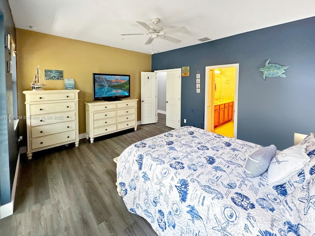 4126 Cascada Cir, Cooper City, FL 33024 - bedroom with dark wood finished floors and ceiling fan