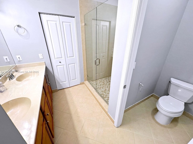 4126 Cascada Cir, Cooper City, FL 33024 - bathroom with double vanity, a stall shower, and tile patterned floors