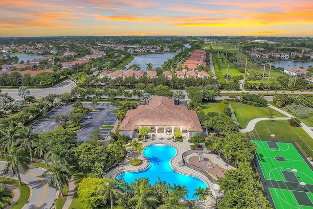 4126 Cascada Cir, Cooper City, FL 33024 - aerial view of residential area featuring a nearby body of water and a pool area