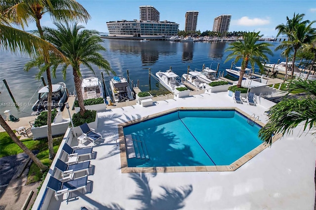 1600 S Bayshore Ln Unit 3A, Coconut Grove, FL 33133 - community pool featuring a water view and a patio area