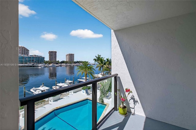 1600 S Bayshore Ln Unit 3A, Coconut Grove, FL 33133 - balcony featuring a water view and view of pool area