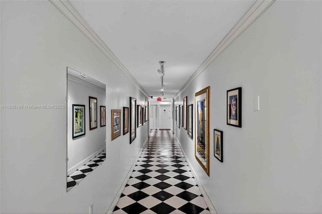 1600 S Bayshore Ln Unit 3A, Coconut Grove, FL 33133 - hallway with tile patterned floors and crown molding