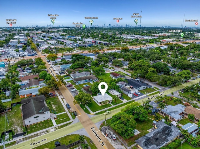 6044 Funston St, Hollywood, FL 33023 - aerial overview of property's location featuring nearby urban area