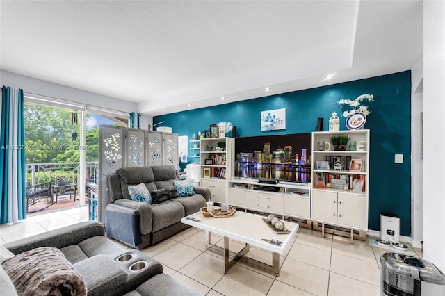 8956 W Flagler St Unit 203, Miami, FL 33174 - living area with light tile patterned flooring and an accent wall