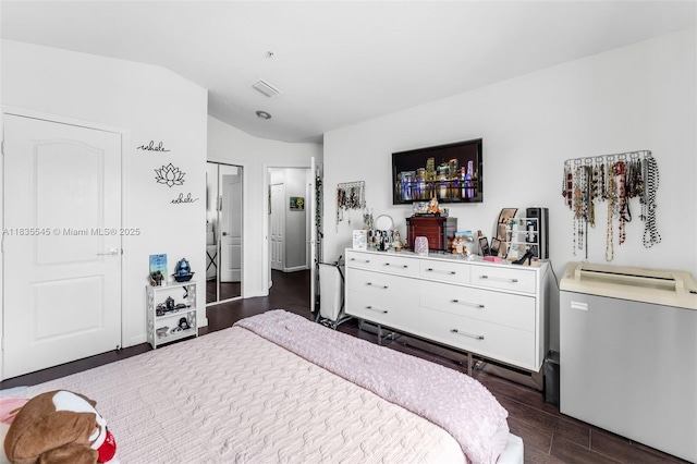 8956 W Flagler St Unit 203, Miami, FL 33174 - bedroom with lofted ceiling and dark wood finished floors