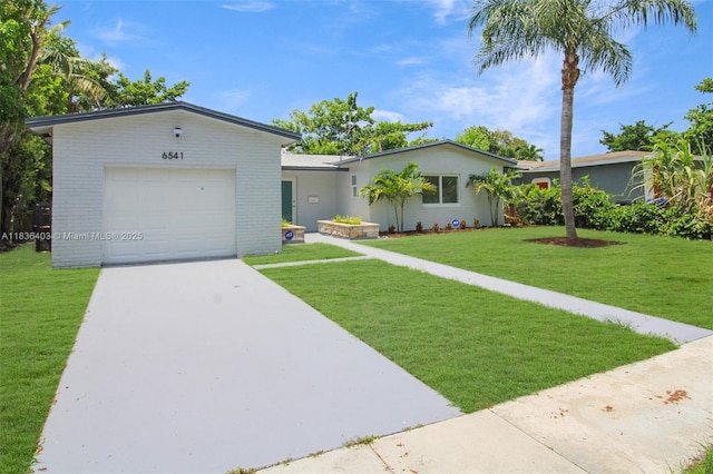 6541 SW 8th St, North Lauderdale, FL 33068 - single story home featuring a garage, a front yard, driveway, and brick siding