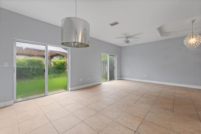12720 SW 49th Ct, Miramar, FL 33027 - unfurnished room with tile patterned flooring, ceiling fan, and a chandelier
