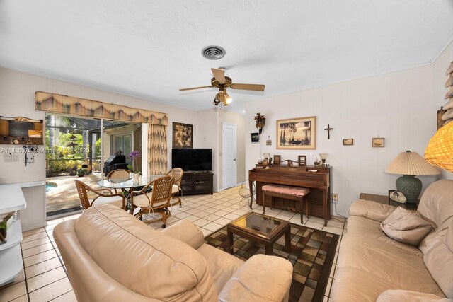 15340 SW 82nd Ave, Palmetto Bay, FL 33157 - living room with ceiling fan and light tile patterned floors