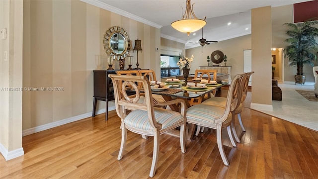 9099 NW 47th Ct, Coral Springs, FL 33067 - dining room with crown molding, light wood-style floors, ceiling fan, and recessed lighting