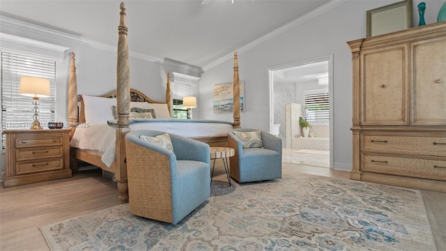 9099 NW 47th Ct, Coral Springs, FL 33067 - bedroom with wood finished floors, crown molding, vaulted ceiling, and ceiling fan