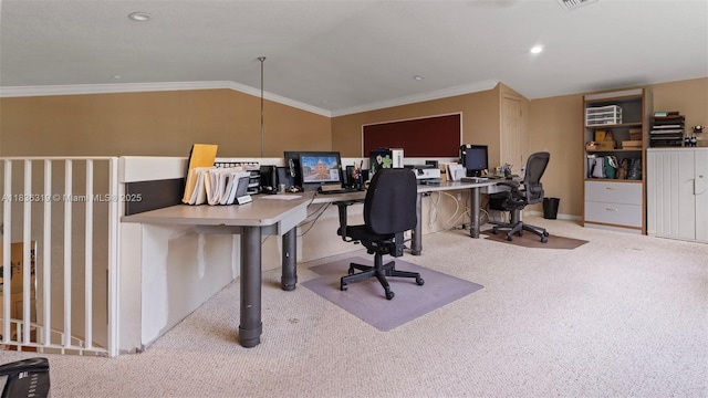 9099 NW 47th Ct, Coral Springs, FL 33067 - carpeted office featuring lofted ceiling and crown molding