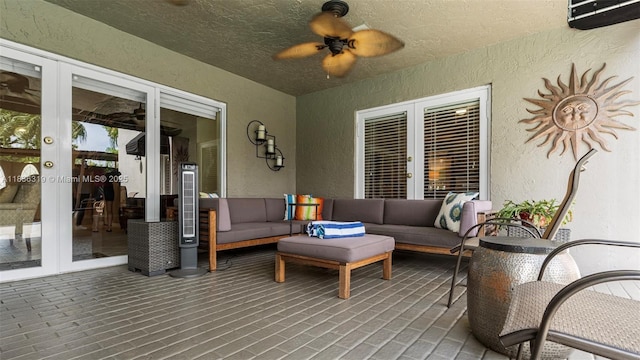 9099 NW 47th Ct, Coral Springs, FL 33067 - sunroom / solarium featuring french doors and a ceiling fan