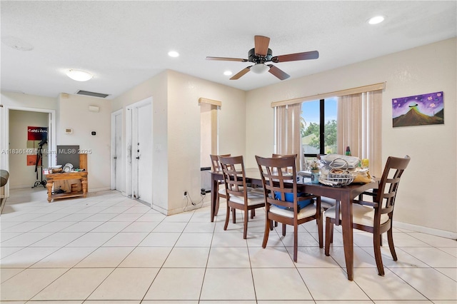 8250 NW 51st Ct, Lauderhill, FL 33351 - dining area featuring ceiling fan, recessed lighting, and light tile patterned flooring
