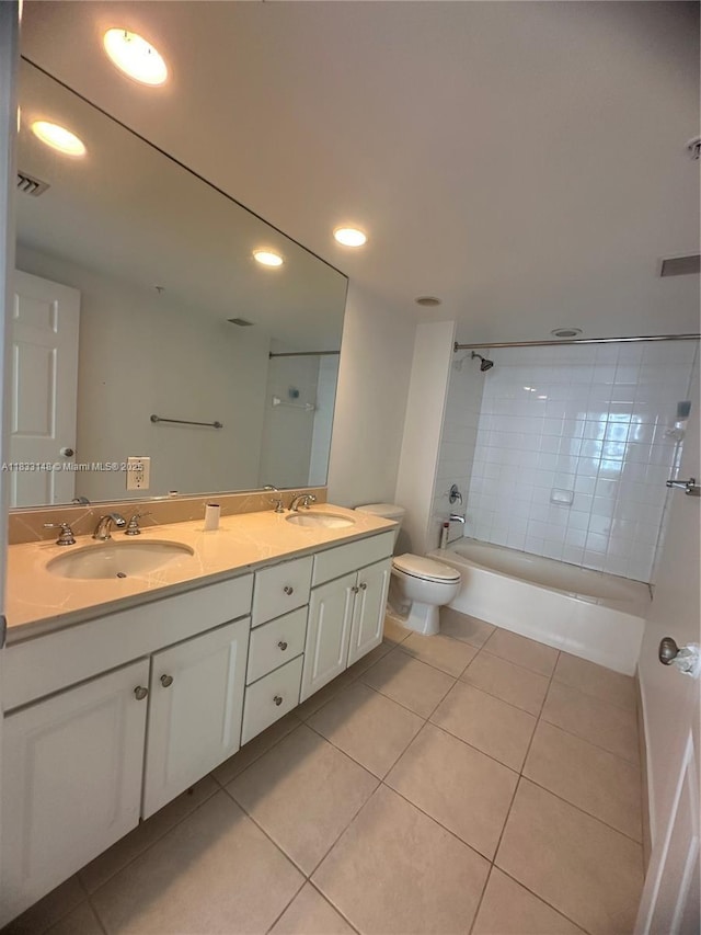 2000 N Bayshore Dr Unit 1505, Miami, FL 33137 - bathroom with tile patterned flooring, double vanity, washtub / shower combination, and recessed lighting
