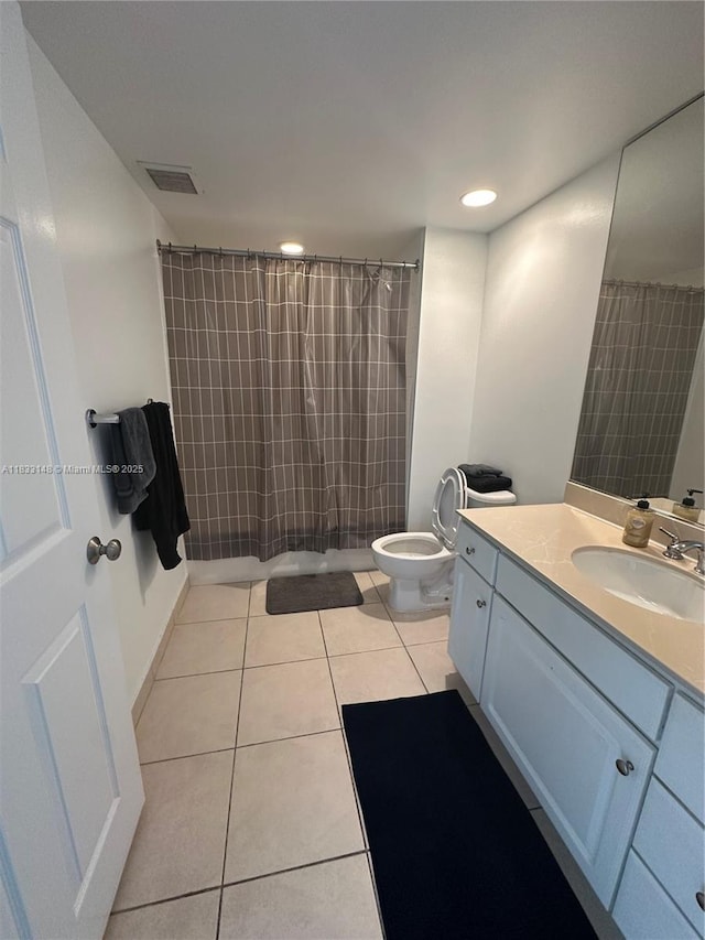 2000 N Bayshore Dr Unit 1505, Miami, FL 33137 - full bathroom featuring vanity, tile patterned floors, a shower with shower curtain, and recessed lighting