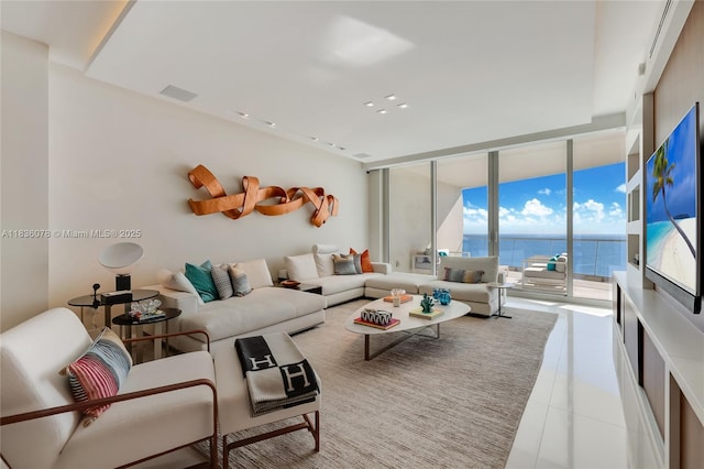 16901 Collins Ave Unit 2702, Sunny Isles Beach, FL 33160 - living room featuring floor to ceiling windows and tile patterned flooring