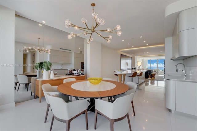 16901 Collins Ave Unit 2702, Sunny Isles Beach, FL 33160 - dining space with a chandelier and recessed lighting