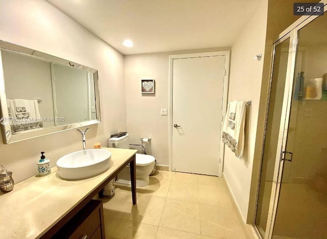 495 Brickell Ave Unit 1205, Miami, FL 33131 - full bath with vanity, a shower stall, tile patterned floors, and recessed lighting