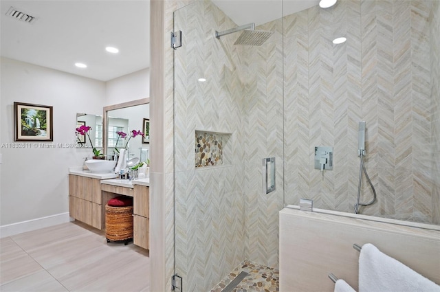 5194 NW 106th Ave, Doral, FL 33178 - full bath with vanity, a stall shower, recessed lighting, and tile patterned flooring