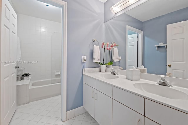 5194 NW 106th Ave, Doral, FL 33178 - bathroom featuring tile patterned flooring, double vanity, and shower / washtub combination