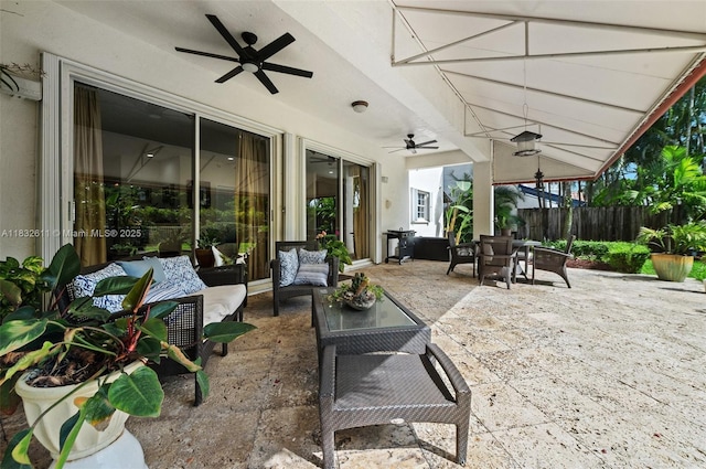 5194 NW 106th Ave, Doral, FL 33178 - view of patio / terrace with a ceiling fan, outdoor lounge area, and outdoor dining area