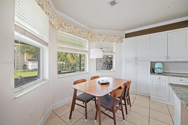 15376 NW 14th Mnr, Pembroke Pines, FL 33028 - dining area with light tile patterned flooring, plenty of natural light, and crown molding