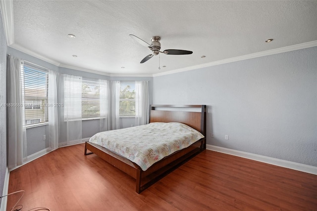 15376 NW 14th Mnr, Pembroke Pines, FL 33028 - bedroom featuring wood finished floors, crown molding, a textured ceiling, and ceiling fan