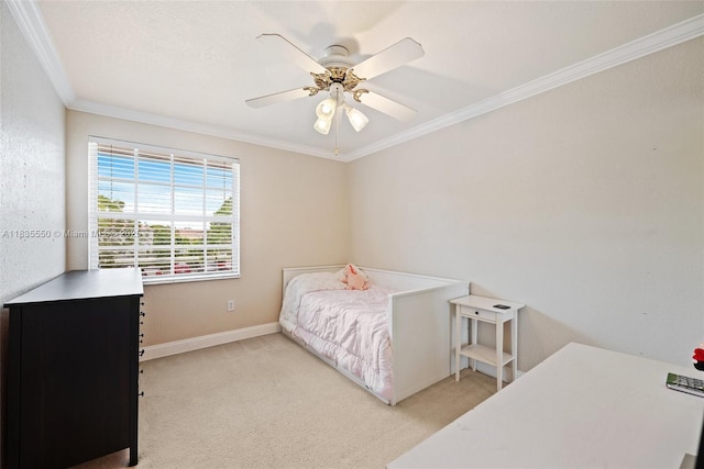 15376 NW 14th Mnr, Pembroke Pines, FL 33028 - carpeted bedroom featuring crown molding and ceiling fan