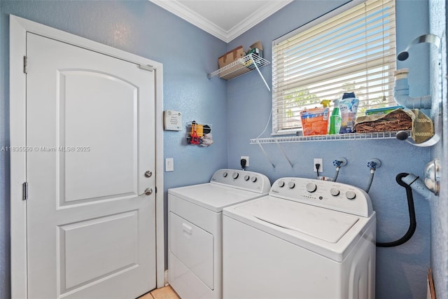 15376 NW 14th Mnr, Pembroke Pines, FL 33028 - laundry room featuring independent washer and dryer, crown molding, and a textured wall