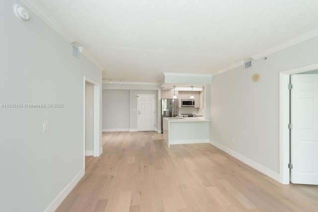 2000 N Bayshore Dr Unit 203, Miami, FL 33137 - unfurnished living room with light wood-style flooring and crown molding