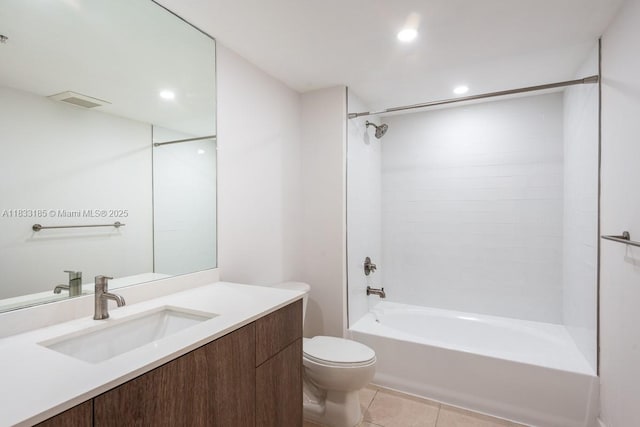 2000 N Bayshore Dr Unit 203, Miami, FL 33137 - bathroom featuring tile patterned flooring, vanity, shower / bath combination, and recessed lighting
